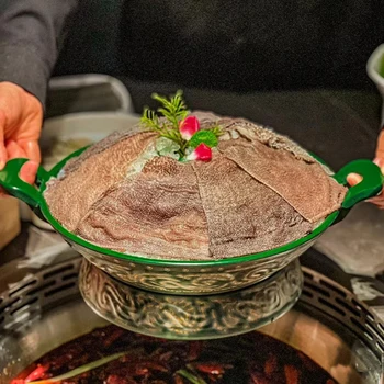 Имитация меламинового фарфора под старину, коммерческая креативная тарелка для сухого льда в форме треноги, известная в Интернете горячая кастрюля, большой нож
