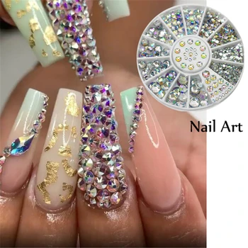 1 Коробка блестящих стразов для ногтей разных размеров и цветов Неправильные бусины 3D украшения для ногтей НейлАрт Драгоценные камни Камень Кристаллы Бриллиант