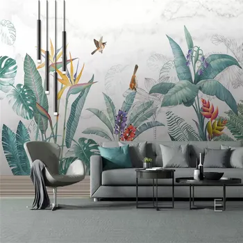 Ручная роспись Свежих тропических растений, цветов и птиц, Фоновая роспись обоев, 3D обои, домашний декор Papel De Parede 3D