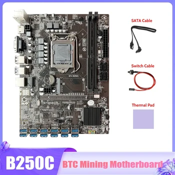 Материнская плата для майнинга BTC B250C + Кабель SATA + Кабель переключения + термопаста 12X PCIE К слоту USB3.0 GPU Материнская плата майнера LGA1151