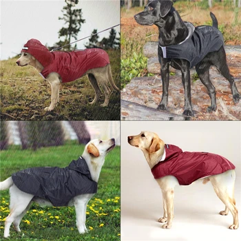 Дождевик для собак, водонепроницаемая куртка с капюшоном, пончо от дождя, дождевики для домашних животных, одежда со светоотражающей полосой Для больших щенков всех размеров