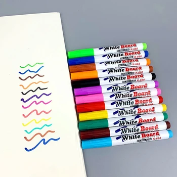 12 Цветов Маркеры для белой доски, стираемый жидкий мел, маркерные ручки, цветные фломастеры многоразового использования для школьного класса, офиса