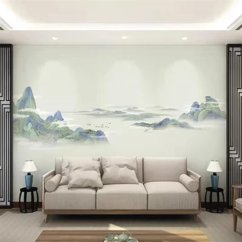 обои с китайским пейзажем на заказ для гостиной, кабинета, спальни, ткань для стен, реки, горы, фон для телевизора, ткань для стен, обои для обоев