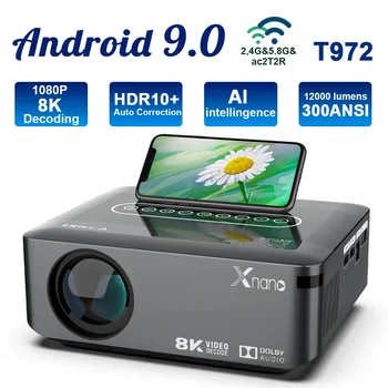 2024 НОВЫЙ Проектор 4K 1080P 8K Видео 300ANSI светодиодный Android-Проектор 12000 Люмен BT5.0 Двойной WiFi Full HD HDR10 для Домашнего кинотеатра