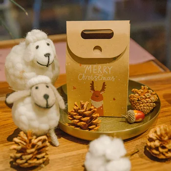 5шт Детских сувениров Подарочные пакеты Упаковочная коробка Новый Год 2024 Украшение Navidad Подарочная коробка для конфет Крафт-бумага