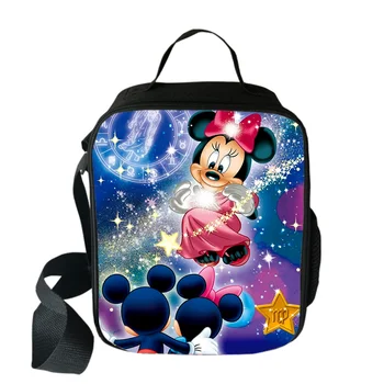 Сумки для ланча с Микки и Минни Маус от Disney для мальчиков и девочек, сумки для путешествий, сумки для хранения продуктов для пикника, студенческая сумка-мессенджер