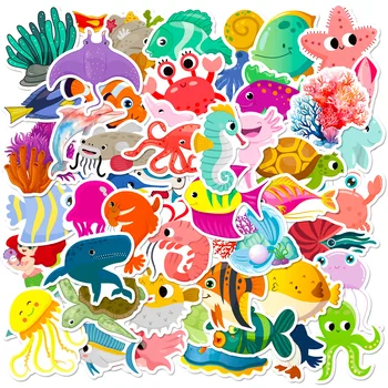 M509 50шт Наклейки с морскими обитателями Аквариум мультфильм милые детские игрушки Океан Подводный Дельфин Наклейки с Акулами