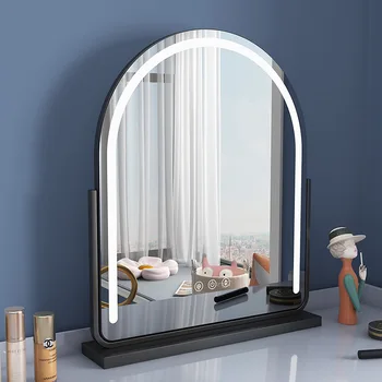 Туалетное зеркало с подсветкой и светодиодной подсветкой с регулируемой яркостью Домашнее зеркало в полный рост, Арочное зеркало для макияжа, косметические зеркала с подсветкой белого цвета