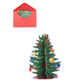 3D Рождественские открытки Рождественская открытка на елку Поздравительные открытки ручной работы с конвертом для праздничных подарков