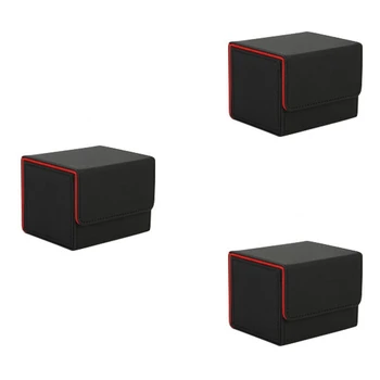 Коробка для карт 3X с боковой загрузкой, футляр для колоды карт Mtg Yugioh, держатель для карт 100 +, черный, красный