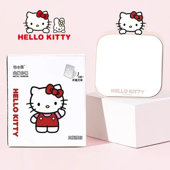 Складное зеркало для макияжа Sanrio Hello Kitty, мультяшное портативное металлическое косметическое зеркало высокой четкости, милое индивидуальное домашнее Женское настольное зеркало
