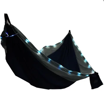 Нейлоновый Походный гамак с подсветкой, для 2 человек, синий и темно-синий, Размер 124 