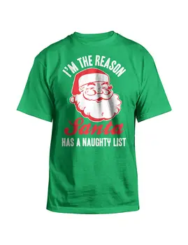 Новая мужская классическая футболка Christmas Santa Naughty List