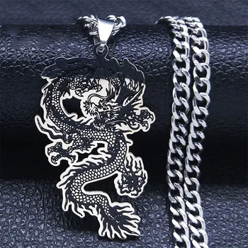 HNSP 2024 Китайский Новогодний Дракон Цепочка с подвеской из нержавеющей стали Ожерелье для мужчин Ювелирные подарки