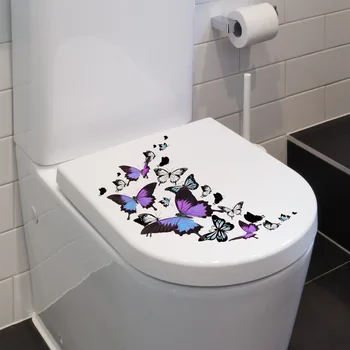 Наклейка на унитаз с бабочкой, декоративные наклейки на стену для ванной комнаты