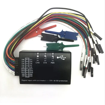 Логический анализатор USB Logic 100 МГц 16Ch, черный логический анализатор, пластиковый логический анализатор для ARM FPGA H2-002