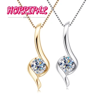 HORRIPAL 1CT DVVS1 Муассанит Кулон Ожерелье S925 Стерлингового Серебра Простой Дизайн Подарок на День Рождения Вечерние Ювелирные Изделия для Женщин GRA