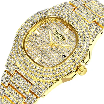 Роскошные брендовые мужские деловые часы с бриллиантами для вечеринок, модный стальной ремешок, календарь, светящиеся часы, студенческие спортивные кварцевые наручные часы