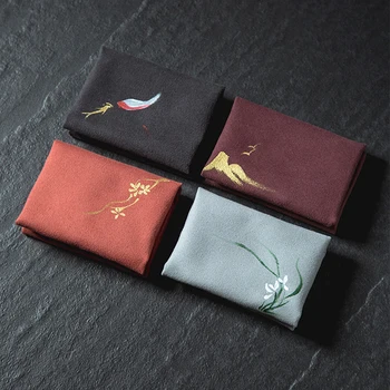 Расписное чайное полотенце в китайском стиле, Суперабсорбирующая тряпка, Утолщенная Скатерть для мытья стола с цветочной вышивкой, кухонные принадлежности