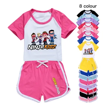 Комплекты одежды аниме NINJA KIDZ Детская футболка с короткими рукавами Шорты Костюм из 2 предметов Для мальчиков Летний спортивный костюм для девочек Детская одежда