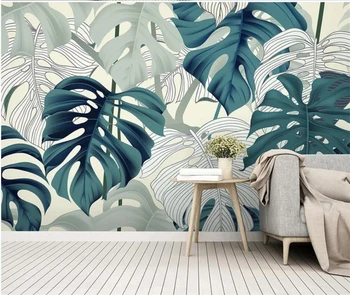 Обои на заказ в европейском стиле HD ручная роспись тропических растений на фоне телевизора, декоративная роспись стен, 3D обои