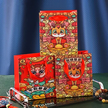 Сумка для упаковки конфет в Год Дракона, печенье, пакеты для выпечки, подарочные ручки в китайском стиле, чехлы для упаковки подарков для вечеринок.