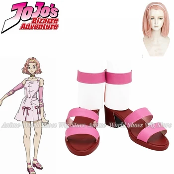 Сандалии JoJo Sugimoto Reimi Косплей JoJo's Bizarre Adventure Обувь для косплея Рейми Сугимото Розовые туфли на заказ