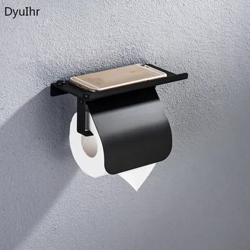 Аксессуары для ванной комнаты Коробка для туалетных салфеток из нержавеющей стали, черный бумажный ролик, водонепроницаемая коробка для салфеток