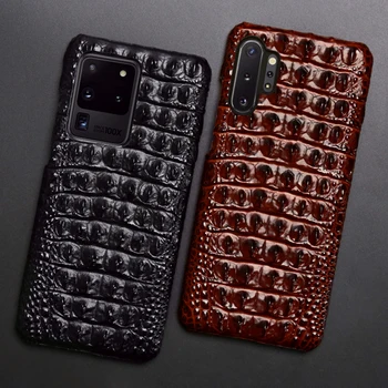 Роскошный Чехол Из натуральной Кожи Samsung Note20 S20 S21 Ultra S10 S9 S8 Note10 A50 A51 A71 с 3D Текстурой Задней панели из Крокодиловой кожи Аллигатора