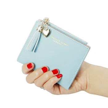 Новый женский мини-кошелек с милой студенческой подвеской с кисточкой, короткий трендовый кошелек, маленький модный кошелек, портмоне, женская сумка для карт