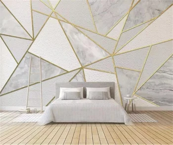 Изготовленная на заказ фреска современные простые абстрактные геометрические линии мраморные обои для спальни отеля на заднем плане стены