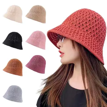 Женская открытая широкополая шляпа-ведро из дышащего многоцветного ткачества с широкими полями для взрослых и подростков, летняя рыбацкая кепка