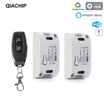 QIACHIP Wifi Switch Smart Switch AC 220v Модуль дистанционного беспроводного выключателя света для умного дома Работает Alexa Google Home Tuya Smart Life