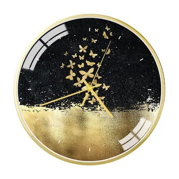 12-дюймовые золотые настенные часы Современные минималистичные круглые часы Металлические настенные часы без звука Кварцевые часы Украшение дома для гостиной
