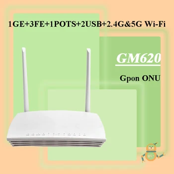 Оригинальный Новый GM620 Gpon ONU FTTH 1GE + 3FE + 1POTS + 2USB + Wi-Fi 2,4 G и 5G Двухдиапазонный Оптоволоконный Модем Терминальный Маршрутизатор ONT Оптом