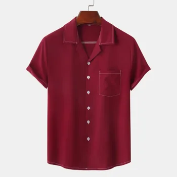Летняя Мужская Рубашка С Коротким Рукавом в Гавайском Стиле 2024 Года С 3D Принтом, Однобортная Повседневная Свободная Пляжная Рубашка