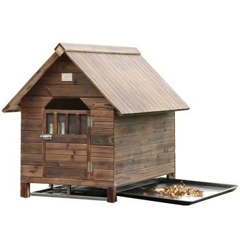 Деревянный домик для собаки с туалетом, открытый домик для домашних животных из массива дерева с карбонизацией, домик для домашних животных, будка для собаки