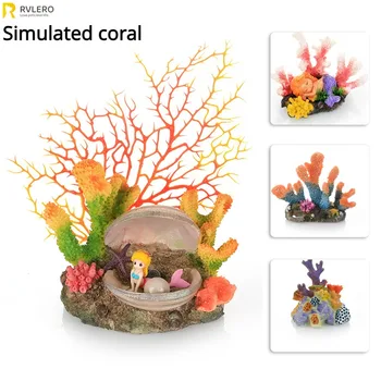 Имитация ландшафта аквариума с коралловыми рыбками, орнамент ландшафта микроокеана, защита окружающей среды, кораллы из смолы, риф.