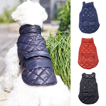 Пуховик для домашних собак с карманом, зимняя теплая одежда для собак, ветрозащитная и снегозащитная куртка для маленьких и крупных собак, куртка для домашних животных в холодную погоду